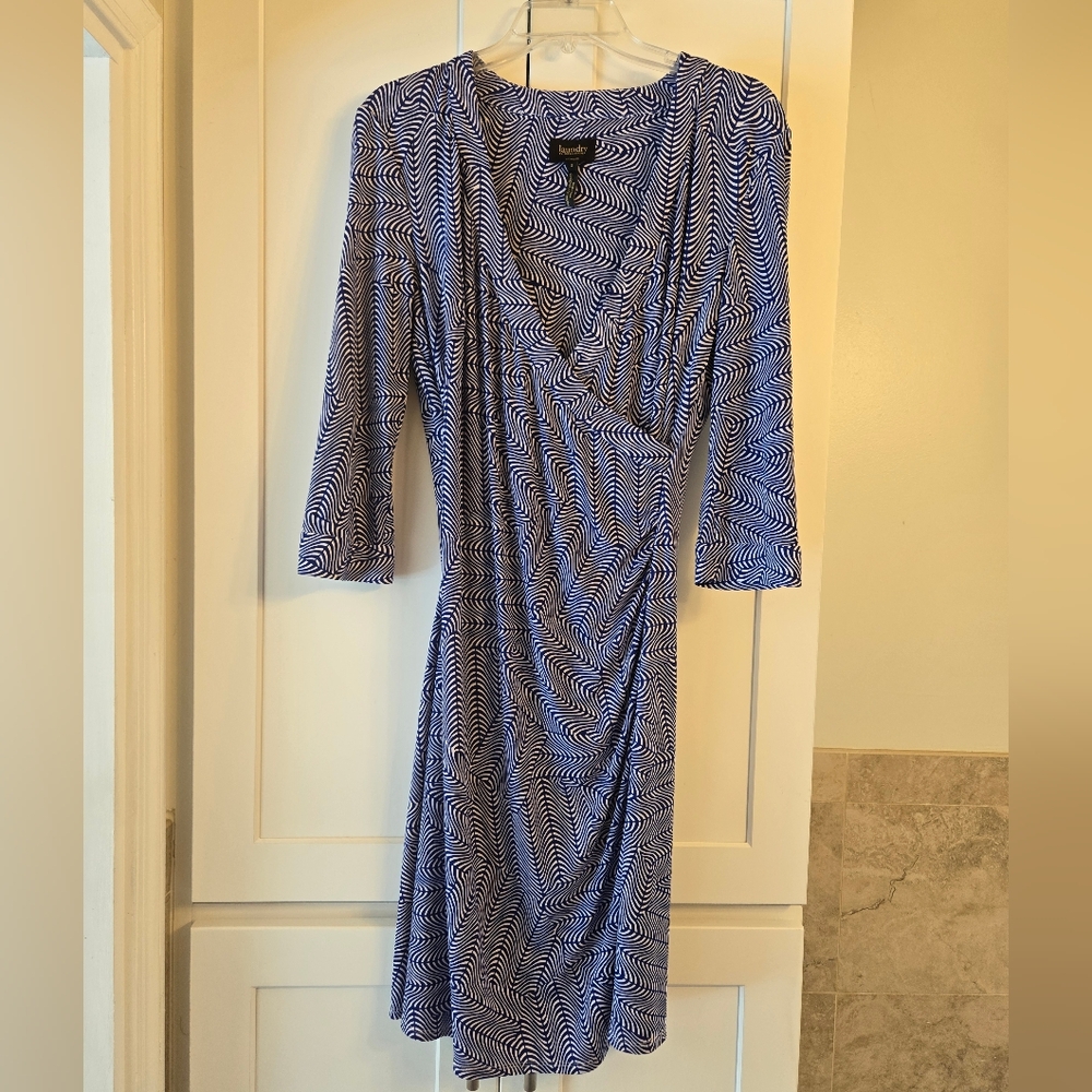 Laundry by Shelli Segal Vibrant Blue and White Patterned Dress/Size S - Picture 1 of 3
